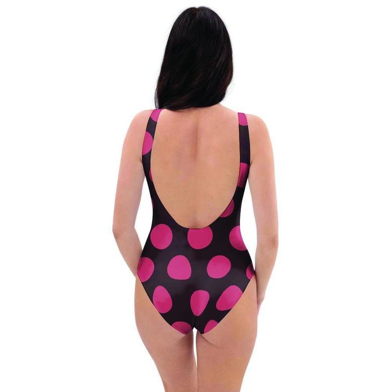 Black And Red Polka Dot One Piece Swimsuite