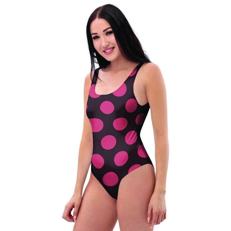 Black And Red Polka Dot One Piece Swimsuite