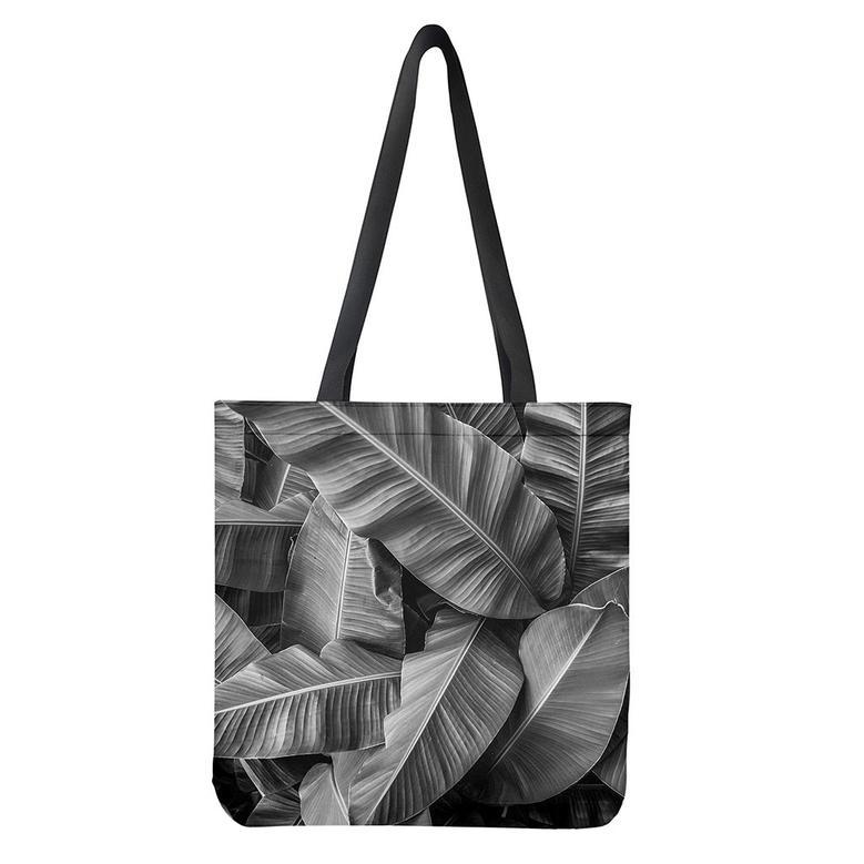 Black And White Banana Leaf Print Tote Bag