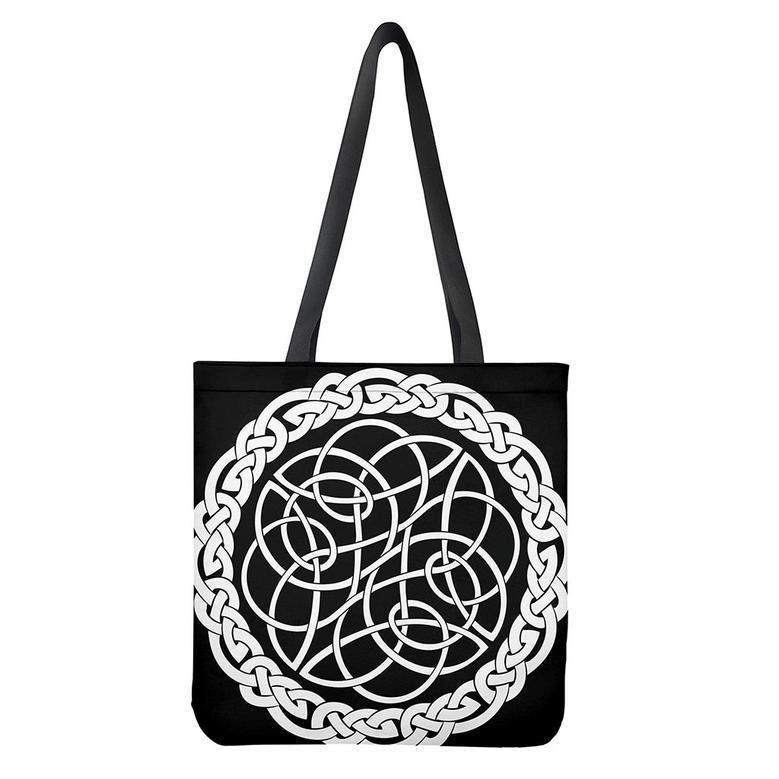 Black And White Celtic Knot Print Tote Bag