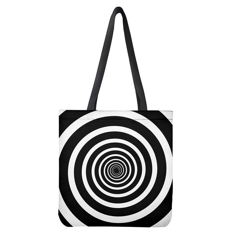 Black And White Circle Swirl Print Tote Bag