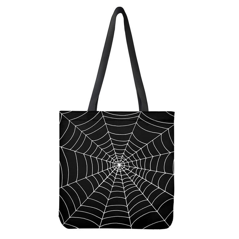 Black And White Cobweb Print Tote Bag