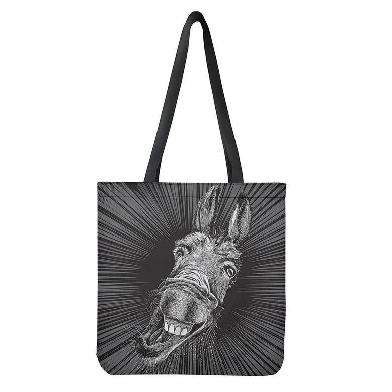 Black And White Crazy Donkey Print Tote Bag