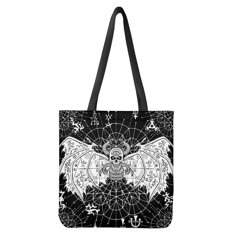 Black And White Demon Wicca Print Tote Bag