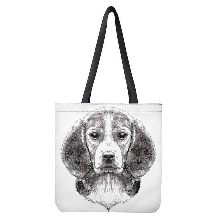 Black And White Drawing Beagle Print Tote Bag