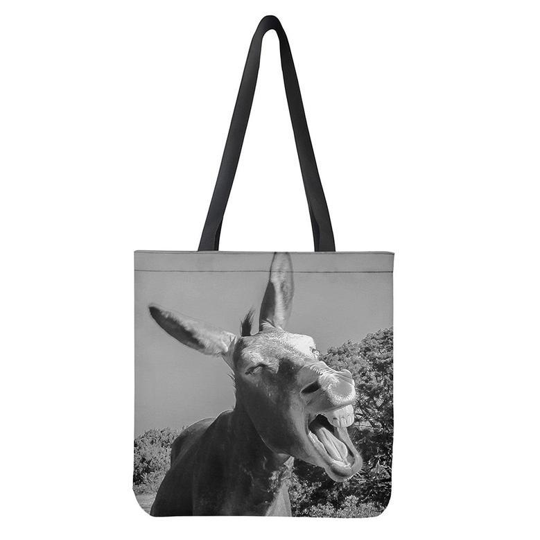 Black And White Funny Donkey Print Tote Bag