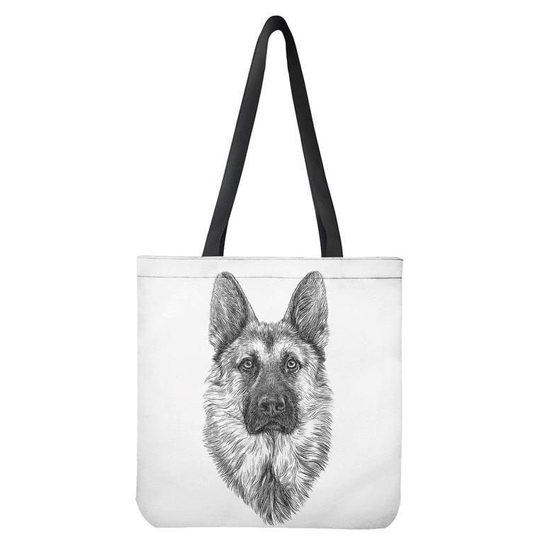 Black And White German Shepherd Print Tote Bag