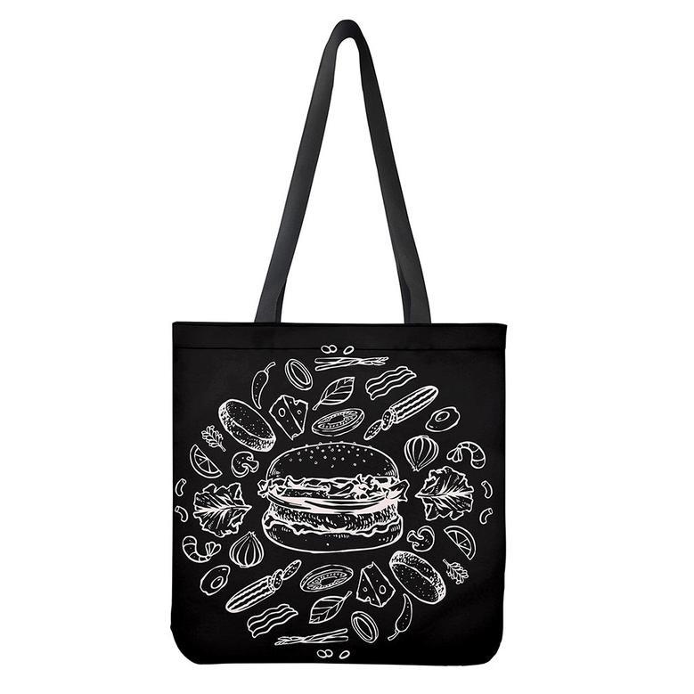 Black And White Hamburger Print Tote Bag