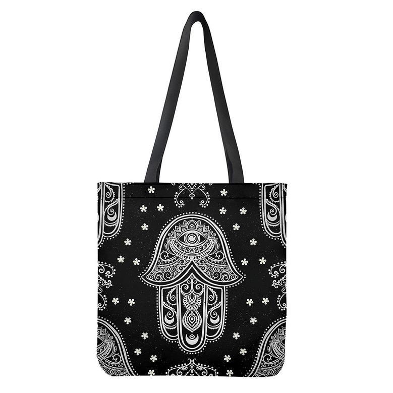 Black And White Hamsa Print Tote Bag