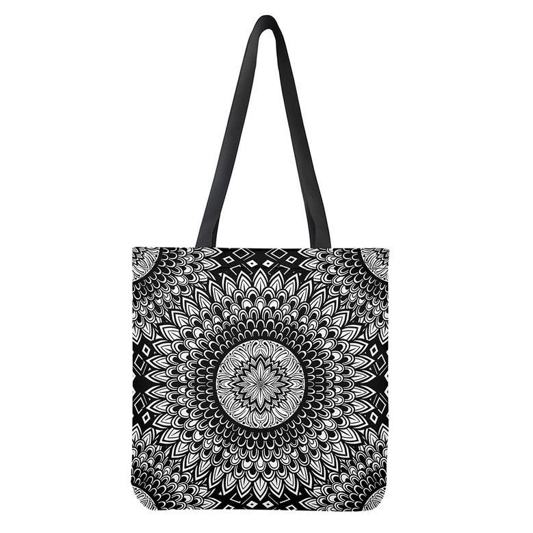 Black And White Mandala Print Tote Bag