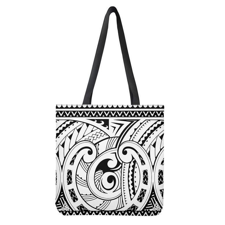 Black And White Maori Pattern Print Tote Bag