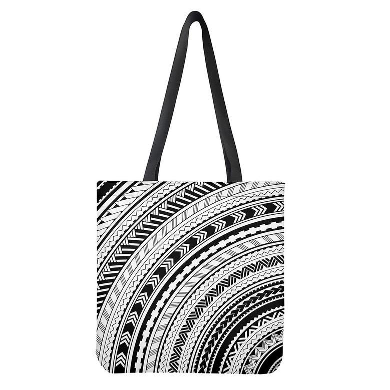 Black And White Maori Polynesian Print Tote Bag