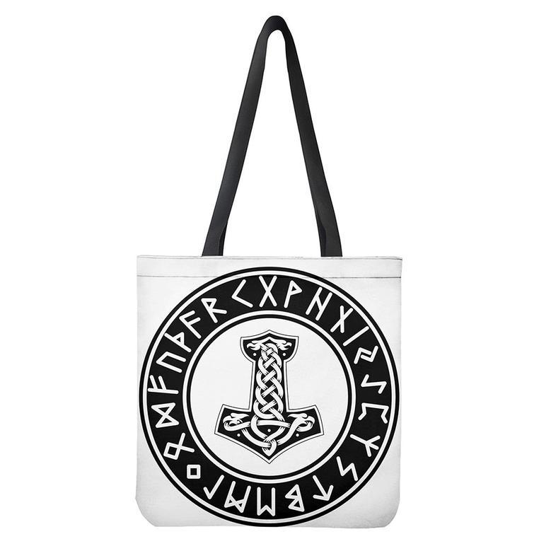 Black And White Mjolnir Print Tote Bag