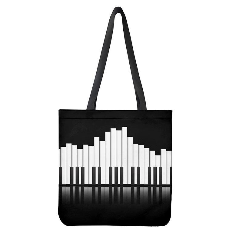 Black And White Piano Keyboard Print Tote Bag