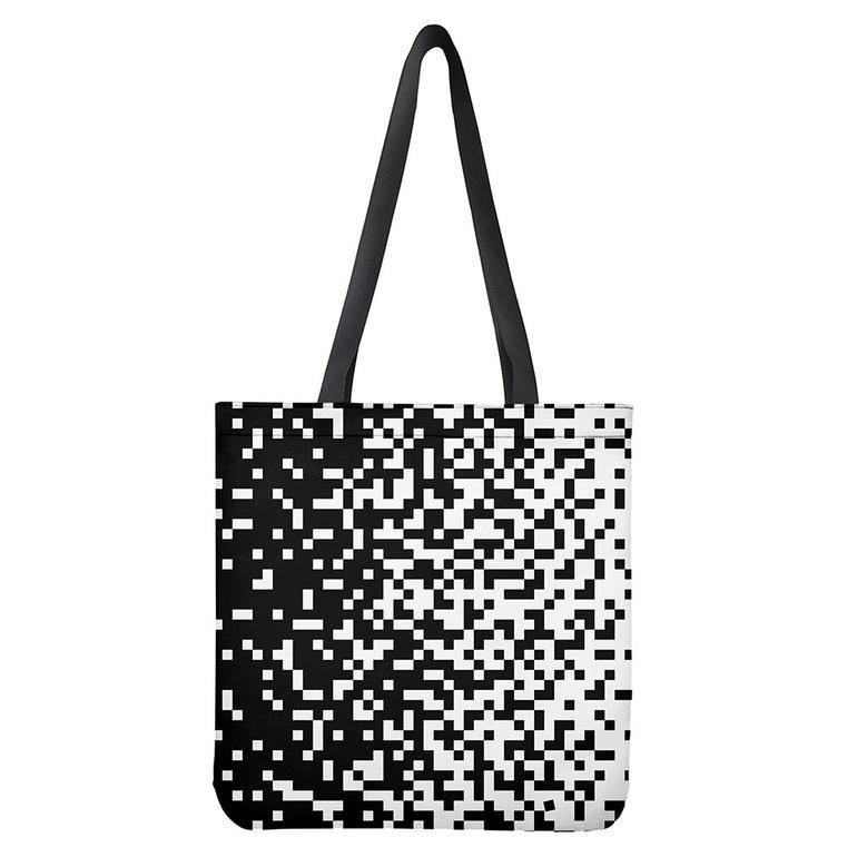 Black And White Pixel Pattern Print Tote Bag