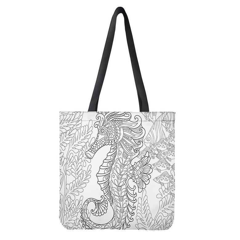 Black And White Seahorse Print Tote Bag