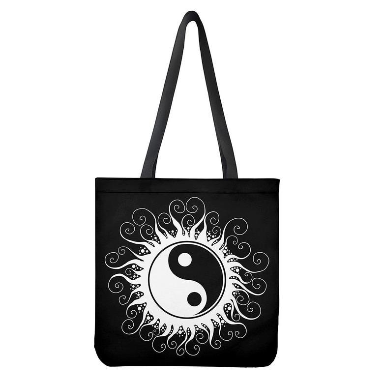 Black And White Yin Yang Sun Print Tote Bag