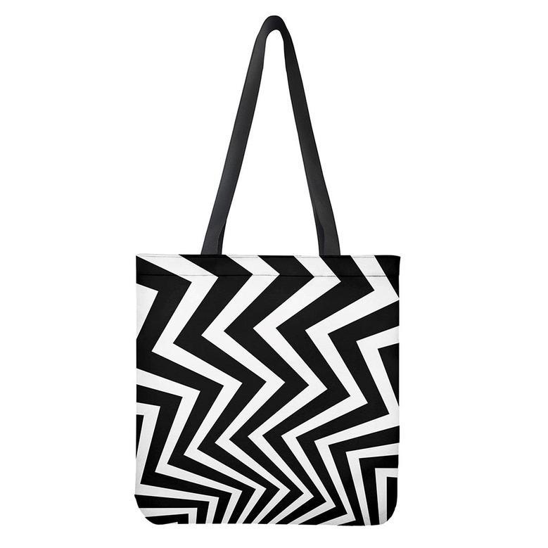 Black And White Zigzag Dazzle Print Tote Bag