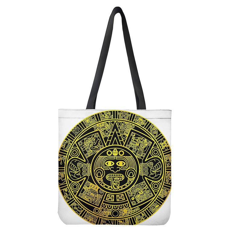 Black And Yellow Maya Calendar Print Tote Bag