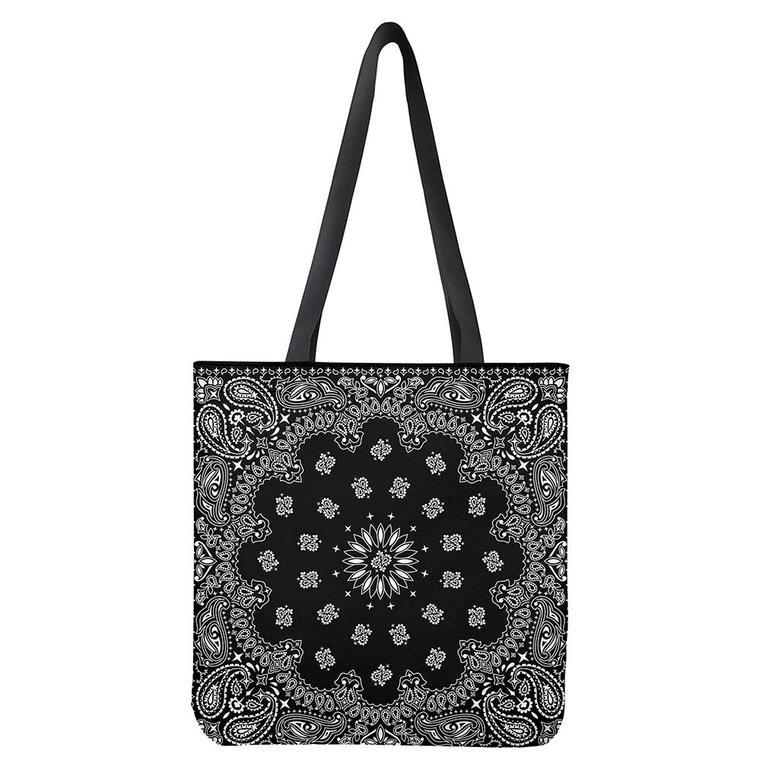 Black Paisley Bandana Print Tote Bag