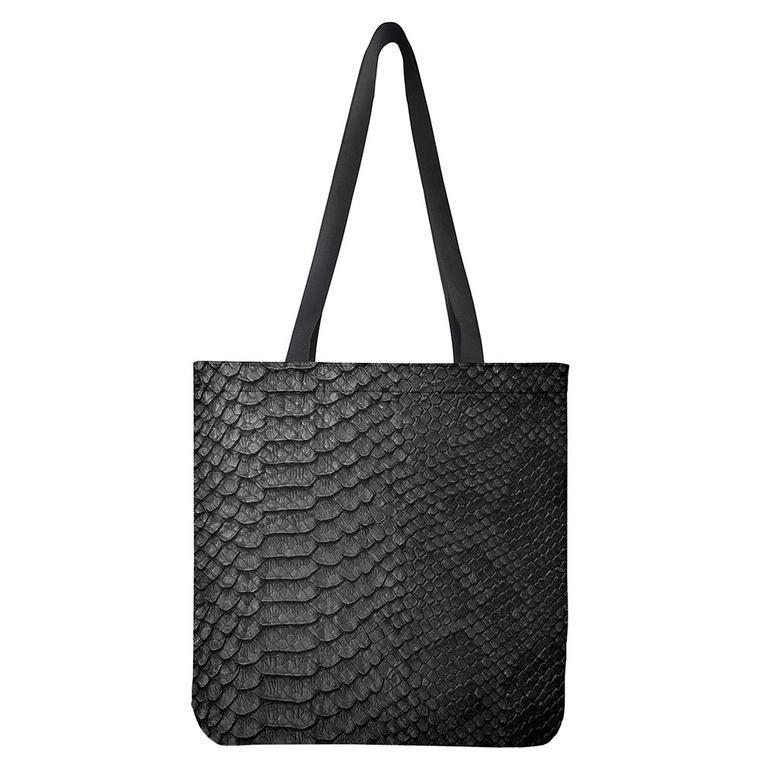 Black Snakeskin Print Tote Bag