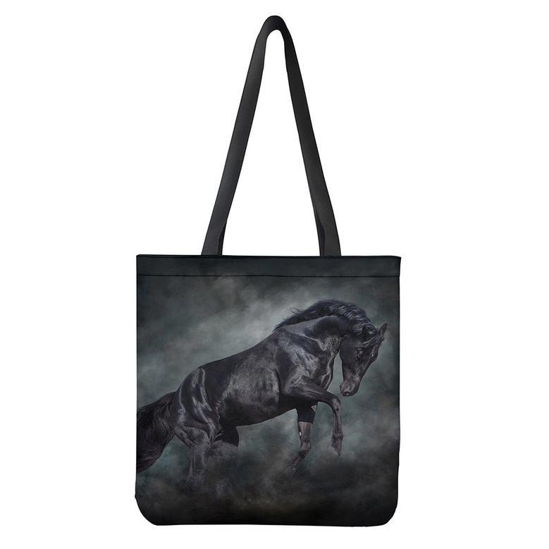 Black Stallion Horse Print Tote Bag