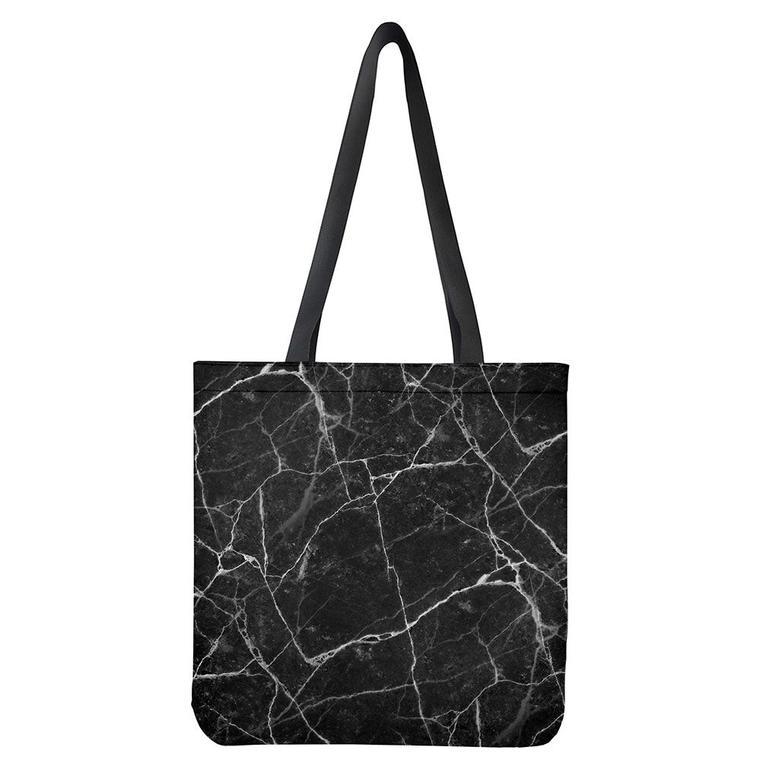 Black White Grunge Marble Print Tote Bag