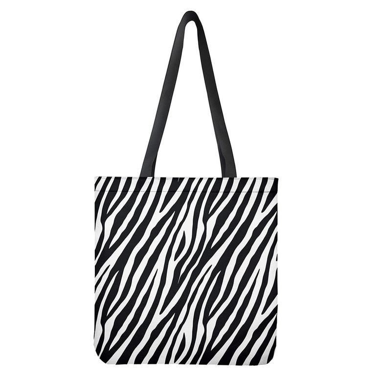 Black White Zebra Pattern Print Tote Bag