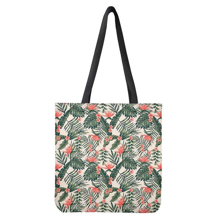 Blossom Tropical Leaves Pattern Print Tote Bag