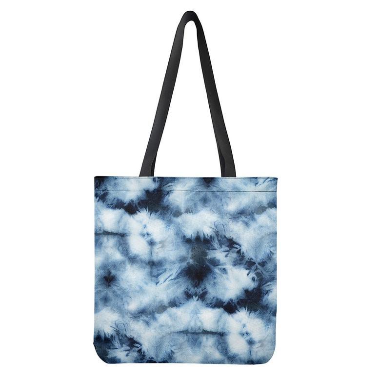 Blue And Black Acid Wash Tie Dye Print Tote Bag