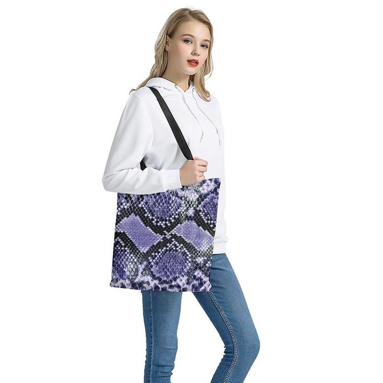 Blue And Black Snakeskin Print Tote Bag