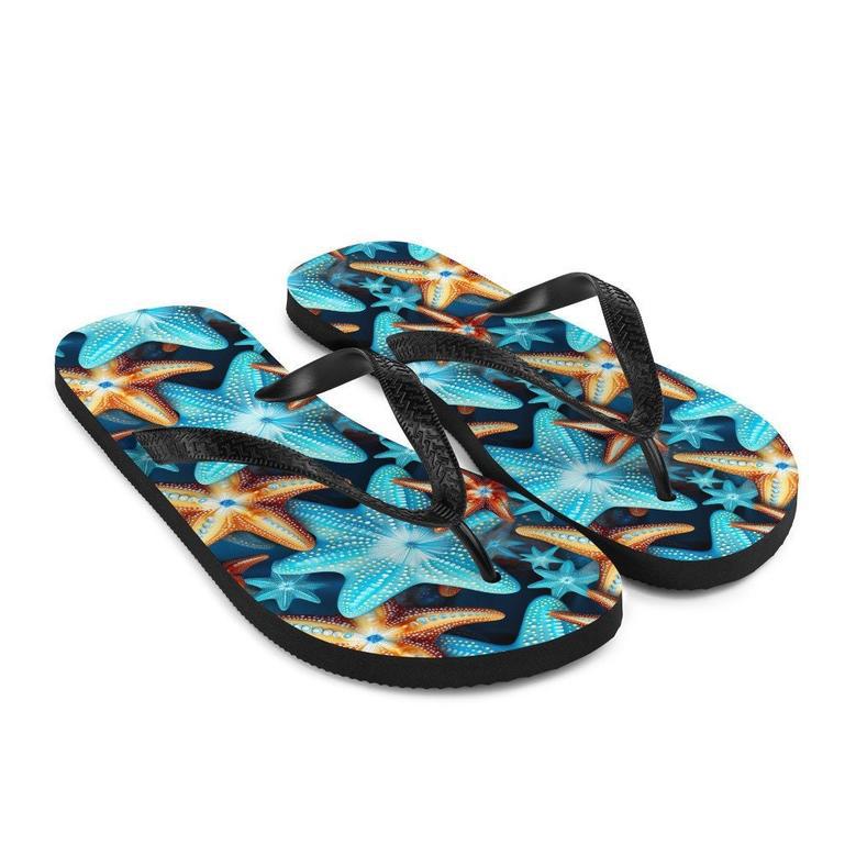 Blue And Orange Starfish Flip Flops