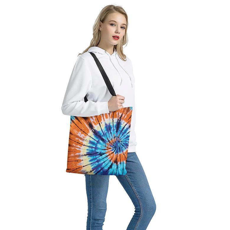 Blue And Orange Tie Dye Print Tote Bag