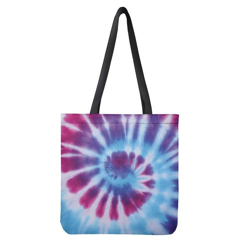 Blue And Purple Spiral Tie Dye Print Tote Bag