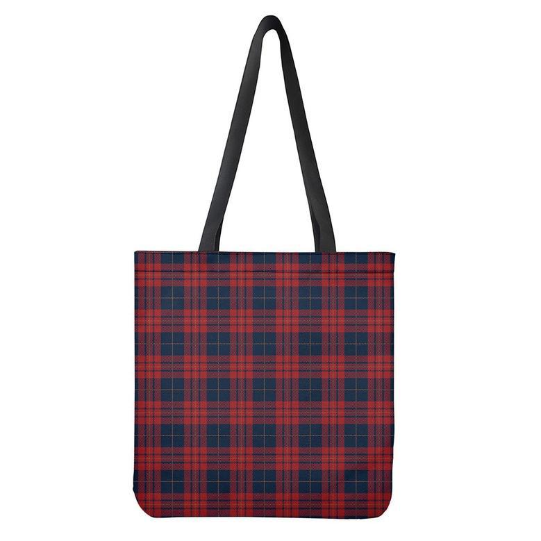 Blue And Red Tartan Pattern Print Tote Bag