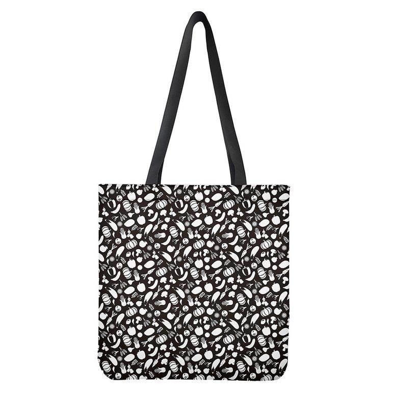 Blue And White Vegan Pattern Print Tote Bag