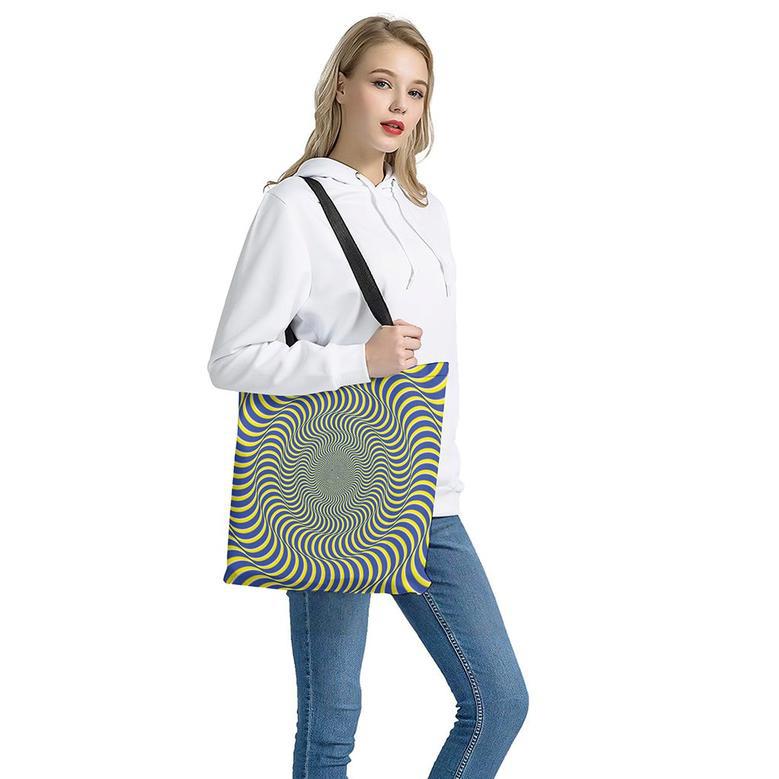 Blue And Yellow Illusory Motion Print Tote Bag