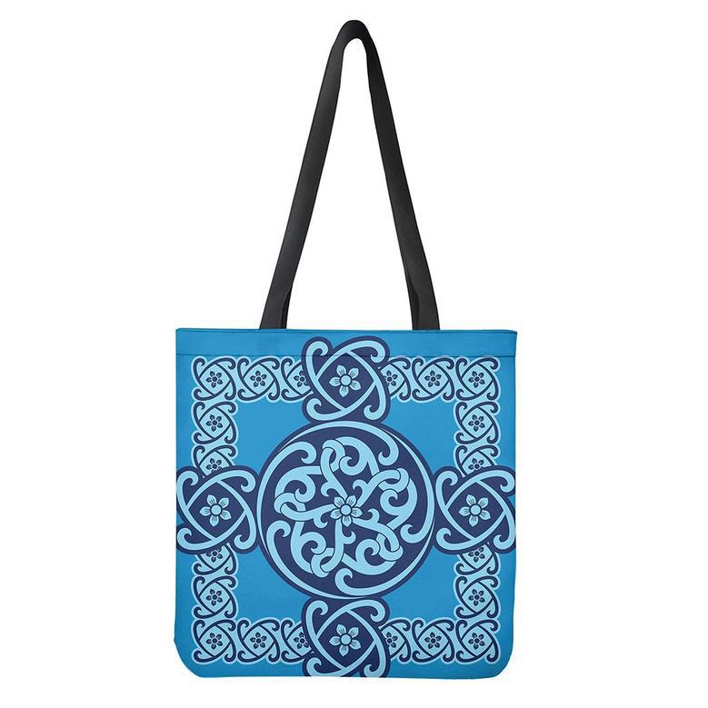 Blue Celtic Symbol Print Tote Bag