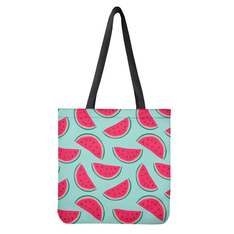 Blue Cute Watermelon Pattern Print Tote Bag