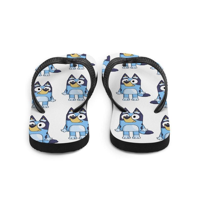 Blue Dog Cartoon Flip-Flops