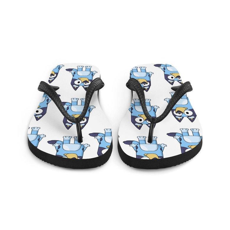 Blue Dog Cartoon Flip-Flops