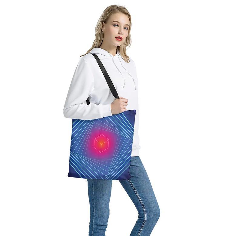 Blue Geometric Edm Light Print Tote Bag