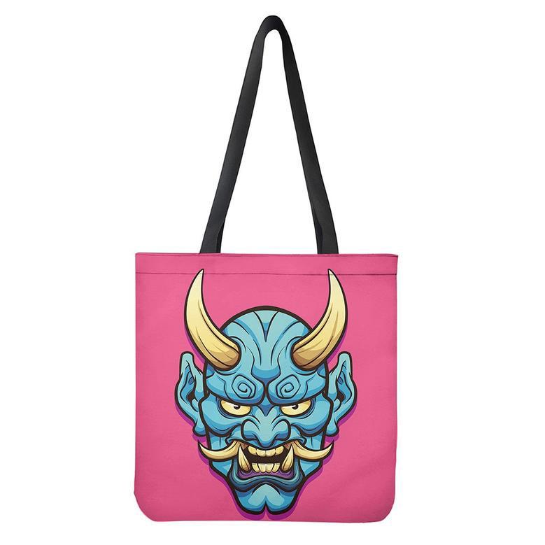 Blue Japanese Demon Print Tote Bag