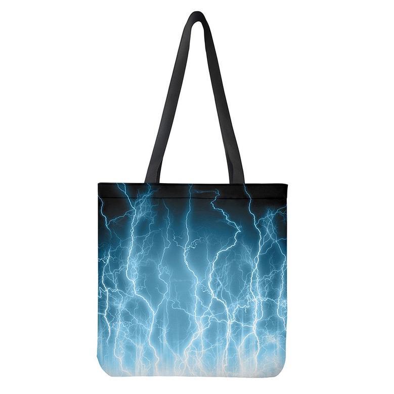 Blue Lightning Print Tote Bag