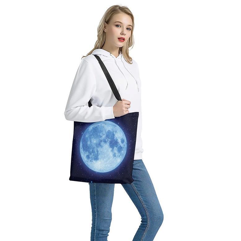 Blue Moon Print Tote Bag