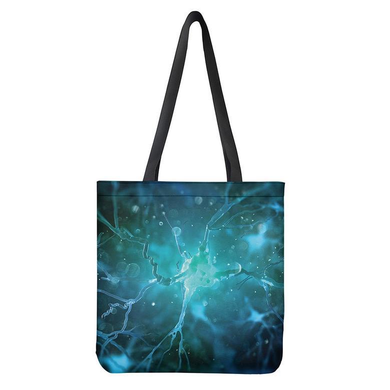 Blue Neurons In The Brain Print Tote Bag