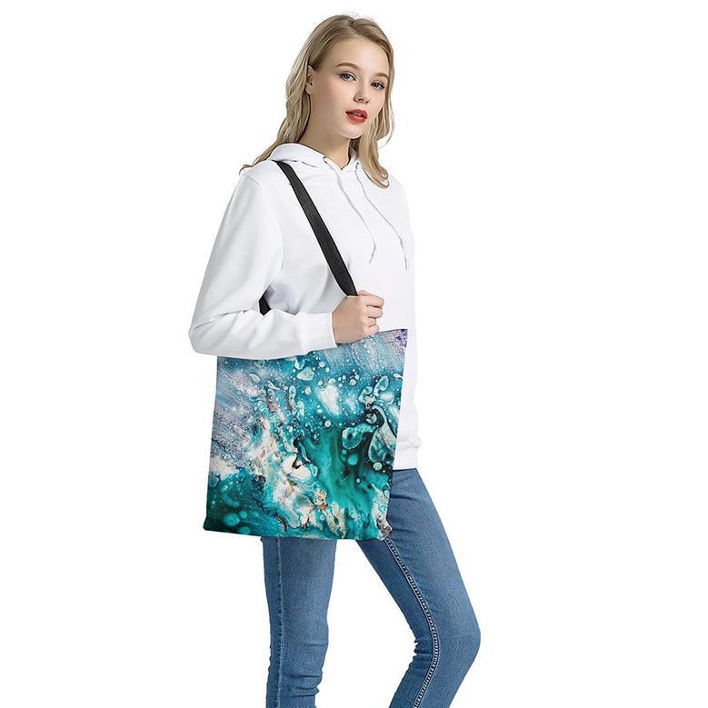 Blue Ocean Acid Melt Print Tote Bag