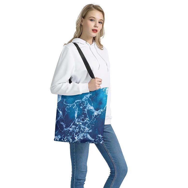 Blue Ocean Print Tote Bag