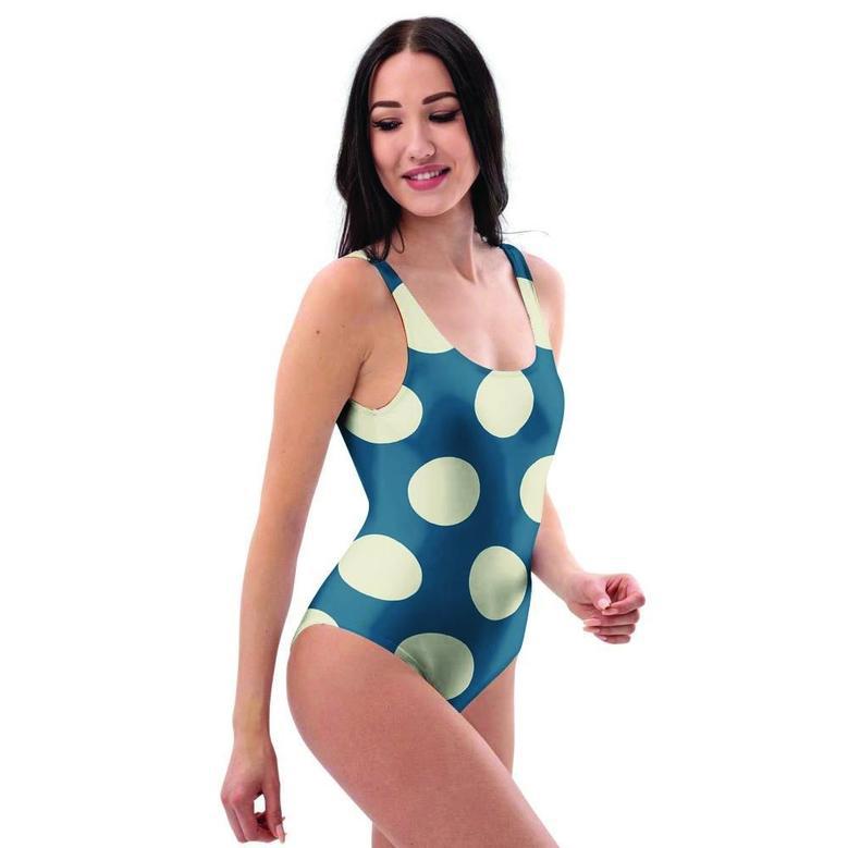 Blue Polka Dot One Piece Swimsuite