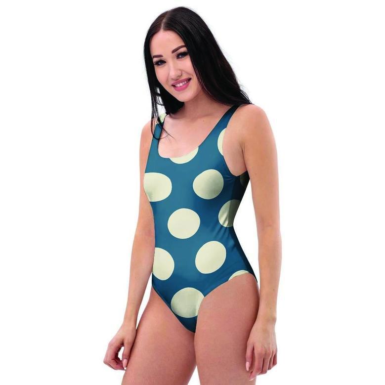 Blue Polka Dot One Piece Swimsuite